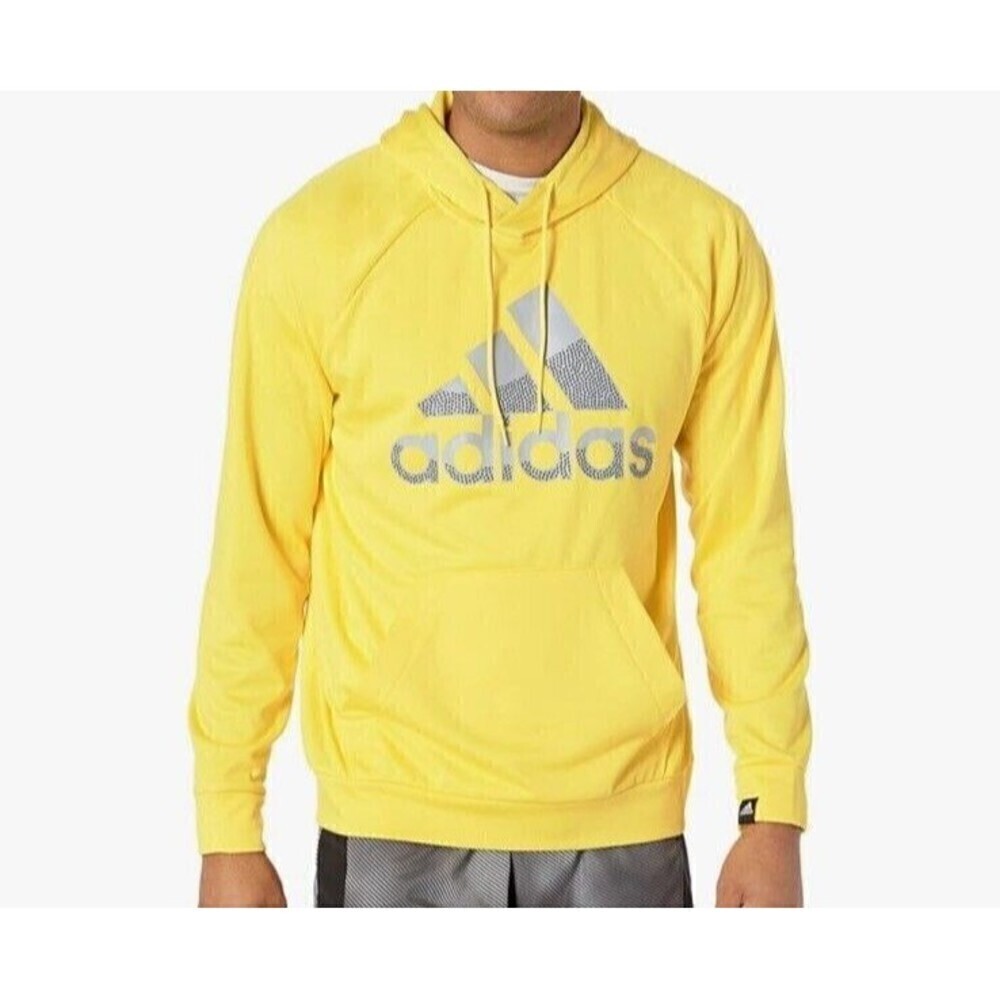 Adidas‎ Mens Yellow GG Big Boss Hoodie L Streetwear Athleisure Sporty Graphic